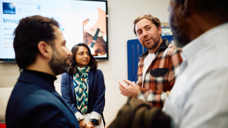 Steve Naude from Wise speaking to students at a seminar. 