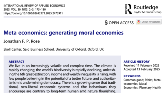 The front page of 'Meta Economics: Generating Moral Economies.'