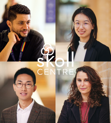 The four new ECRF's in a quadrant, with the Skoll Centre logo in the middle. 