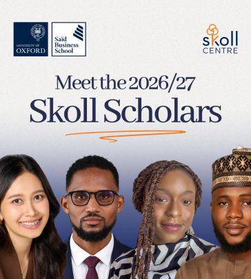 Headshots of Desti Rispakasari, Edward Neequaye, Kehinde Abereoje, and Al Amin Idris underneath the title, 'Meet the 2026/2027 Scholars.'