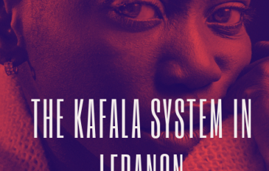 Text reads: 'Kafala System in Lebanon'. The cover of AUB's Map the System 2023 report.