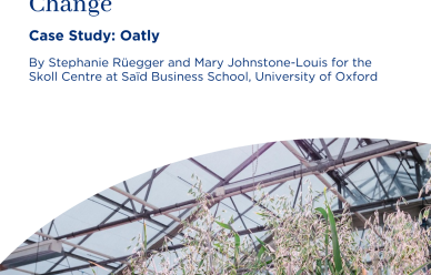 The front cover of the Oatly case study, with an image of oat fields underneath a glass shed.